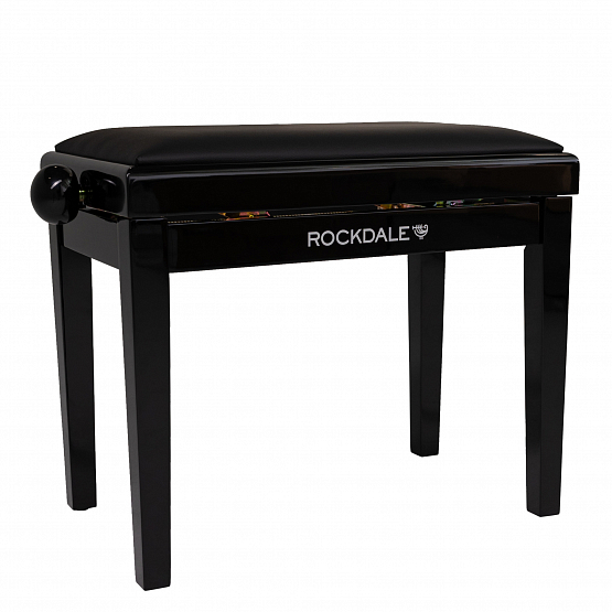 Банкетка с регулировкой высоты для пианиста ROCKDALE RHAPSODY 131 BLACK GLOSS | Музыкальные инструменты ROCKDALE